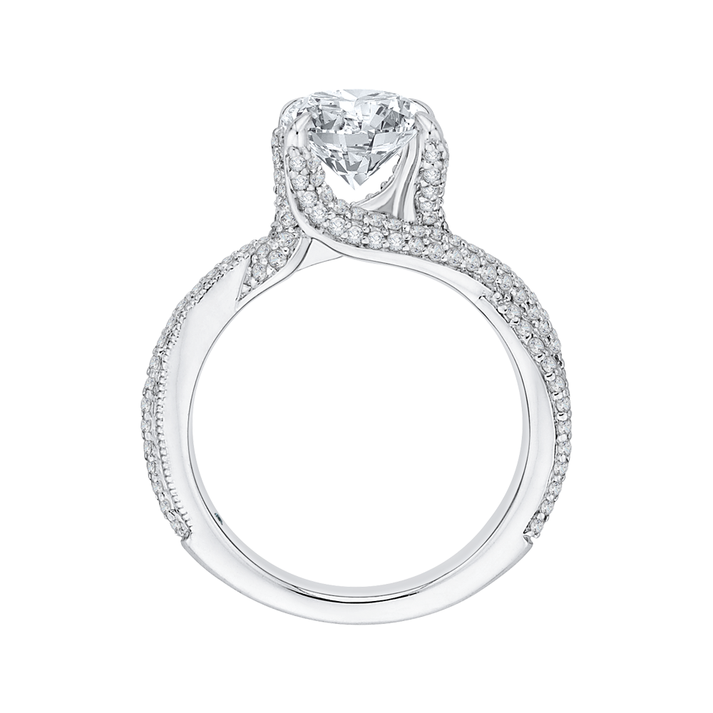 14K White Gold Round Diamond Engagement Ring with Split Shank (Semi Mount)