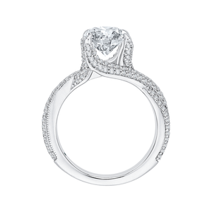 14K White Gold Round Diamond Engagement Ring with Split Shank (Semi Mount)