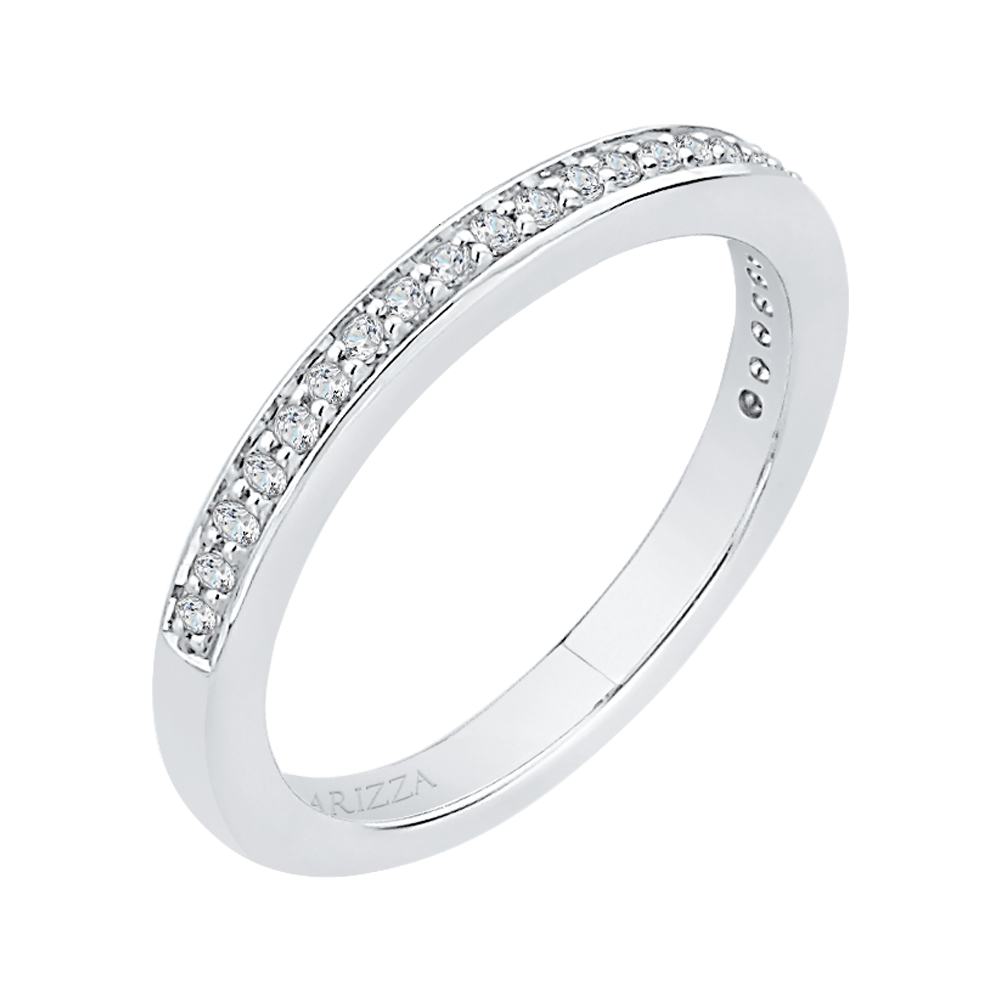 14K White Gold Round Diamond Half Eternity Wedding Band