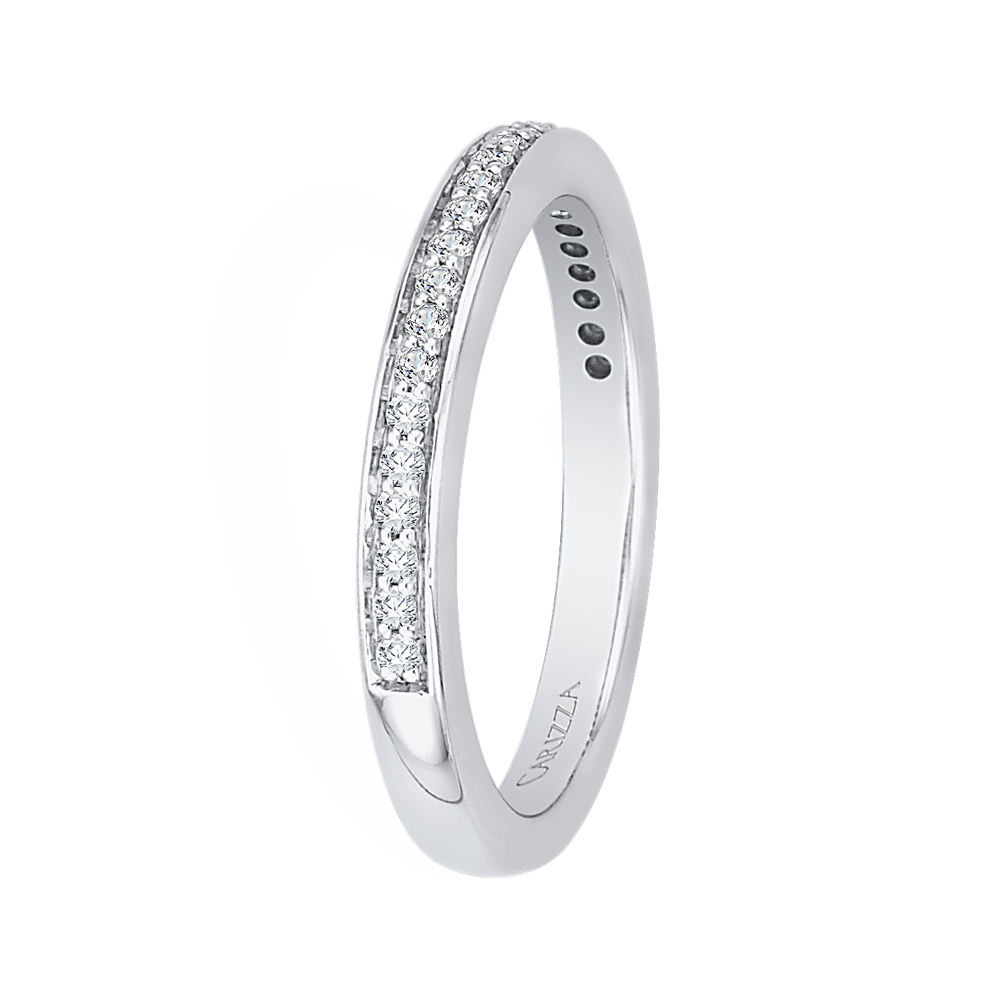 14K White Gold Round Diamond Half Eternity Wedding Band