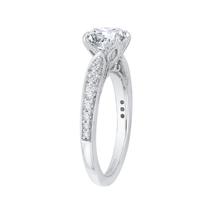 14K White Gold Round Diamond Floral Engagement Ring (Semi Mount)