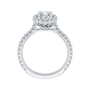 14K White Gold Round Diamond Halo Engagement Ring (Semi Mount)