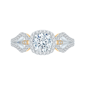 CA0155EH-37WY Bridal Jewelry Carizza White Gold Rose Gold Yellow Gold Round Diamond Halo Engagement Rings