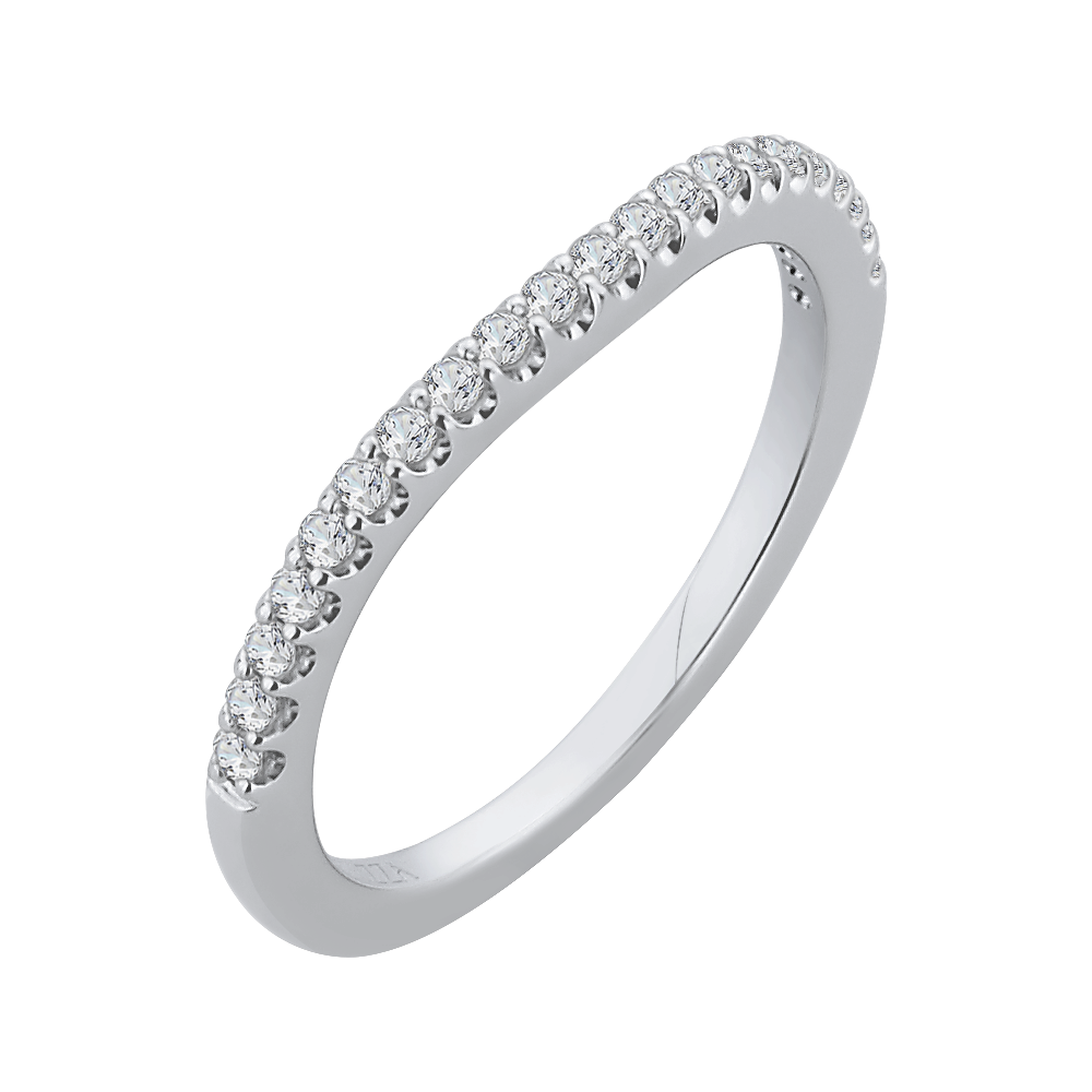 14K White Gold Round Diamond Half Eternity Wedding Band