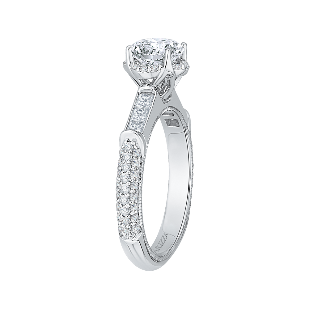 14K White Gold Round Cut Diamond Engagement Ring (Semi Mount)