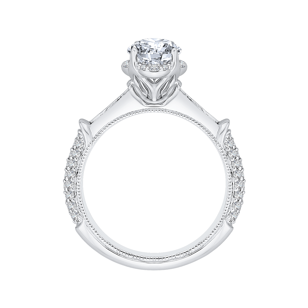 14K White Gold Round Cut Diamond Engagement Ring (Semi Mount)