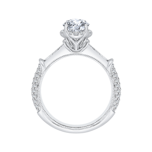 14K White Gold Round Cut Diamond Engagement Ring (Semi Mount)