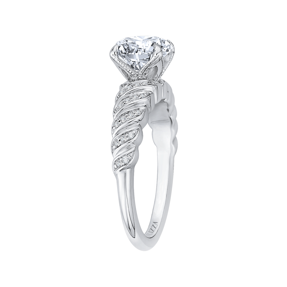 14K White Gold Round Diamond Engagement Ring (Semi Mount)