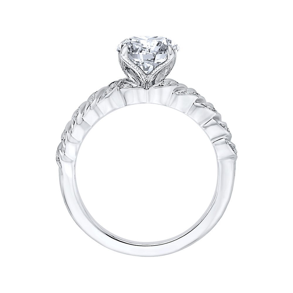 14K White Gold Round Diamond Engagement Ring (Semi Mount)