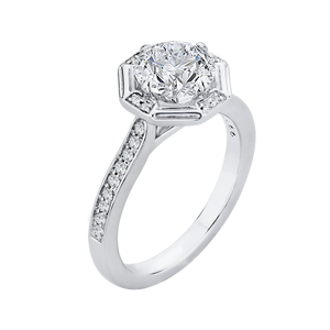 Round Diamond Cathedral Style Engagement Ring In 14K White Gold (Semi Mount)