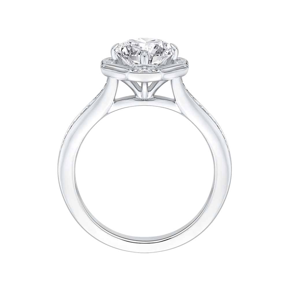 Round Diamond Cathedral Style Engagement Ring In 14K White Gold (Semi Mount)