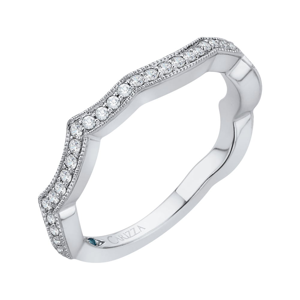 14K White Gold Round Diamond Wedding Band