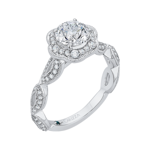 Round Diamond Engagement Ring In 14K White Gold (Semi Mount)