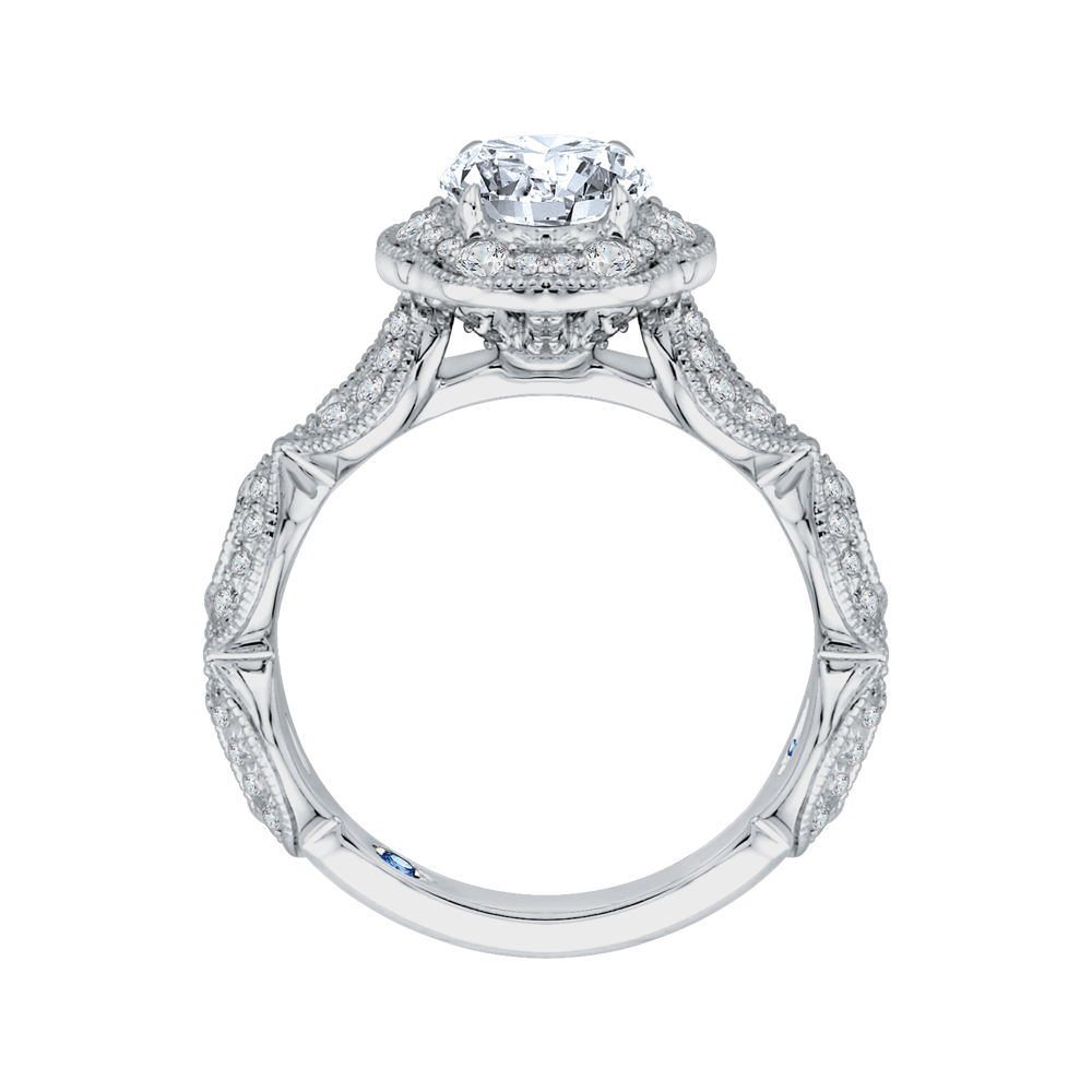 Round Diamond Engagement Ring In 14K White Gold (Semi Mount)