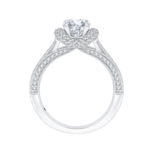 14K White Gold Round Diamond Cathedral Style Engagement Ring (Semi Mount)