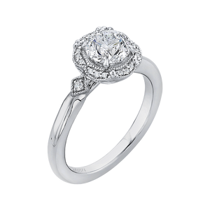 Round Diamond Cathedral Style Engagement Ring In 14K White Gold (Semi Mount)