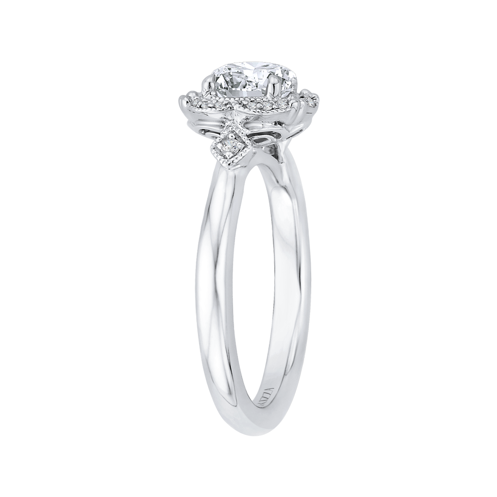 Round Diamond Cathedral Style Engagement Ring In 14K White Gold (Semi Mount)