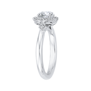 Round Diamond Cathedral Style Engagement Ring In 14K White Gold (Semi Mount)