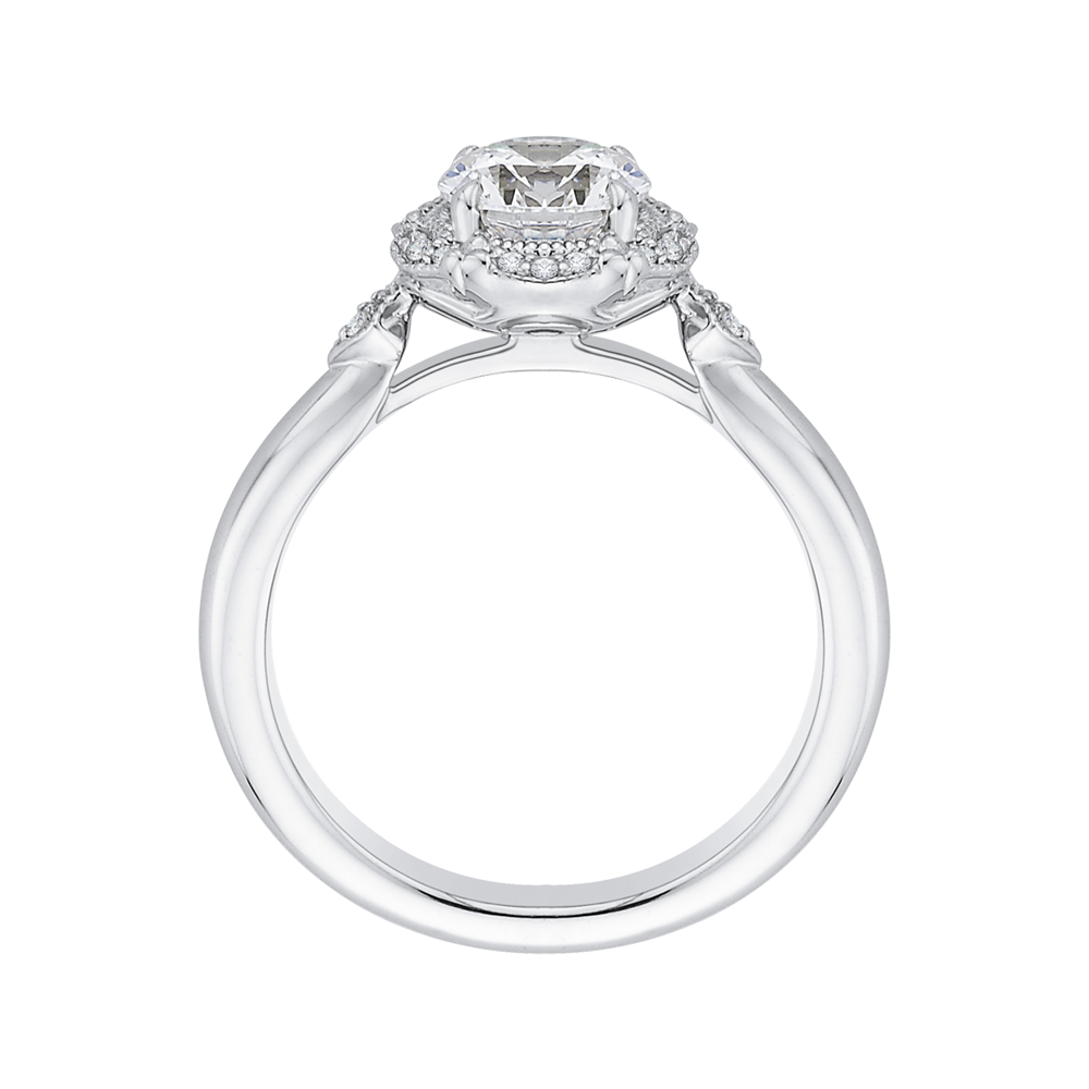 Round Diamond Cathedral Style Engagement Ring In 14K White Gold (Semi Mount)