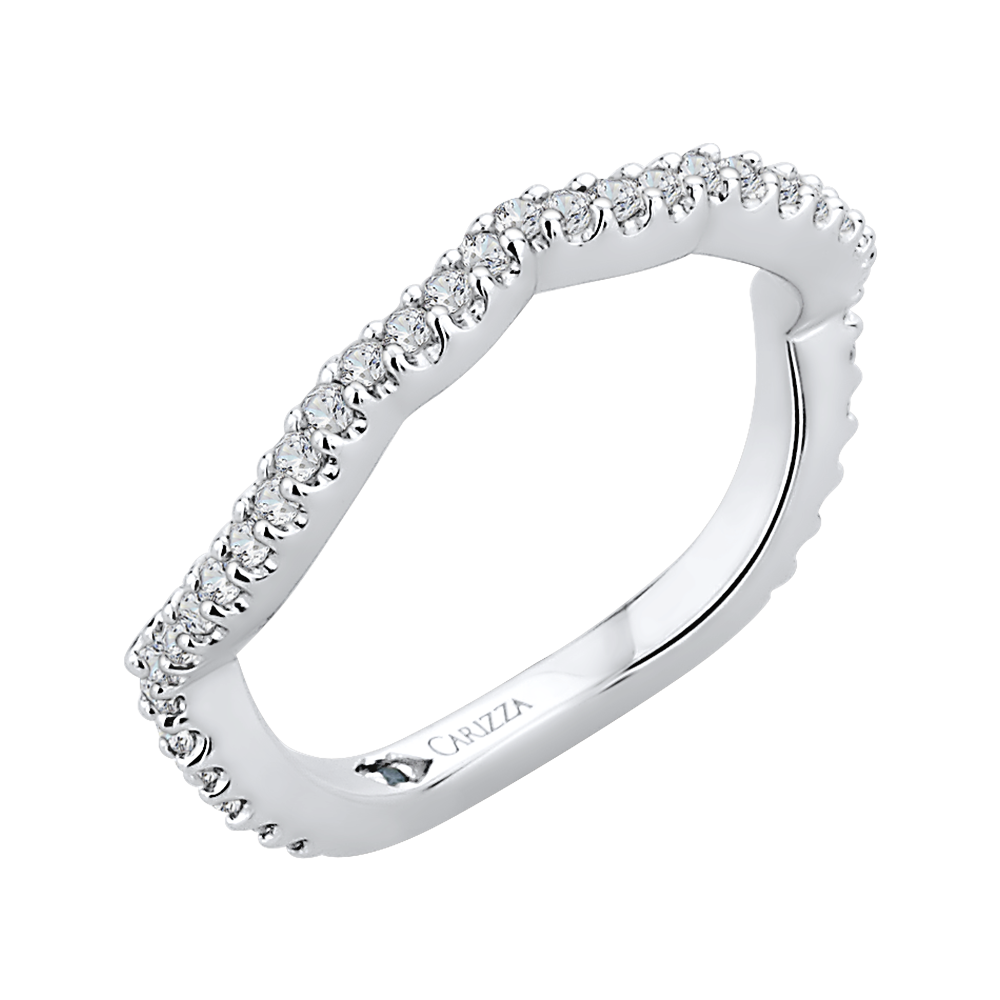 14K White Gold Round Diamond Wedding Band