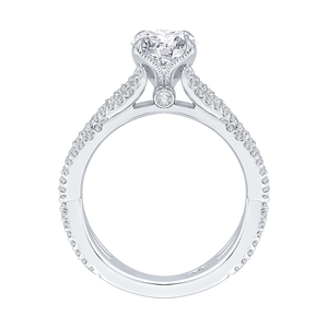 14K White Gold Round Diamond Engagement Ring with Split Shank (Semi Mount)