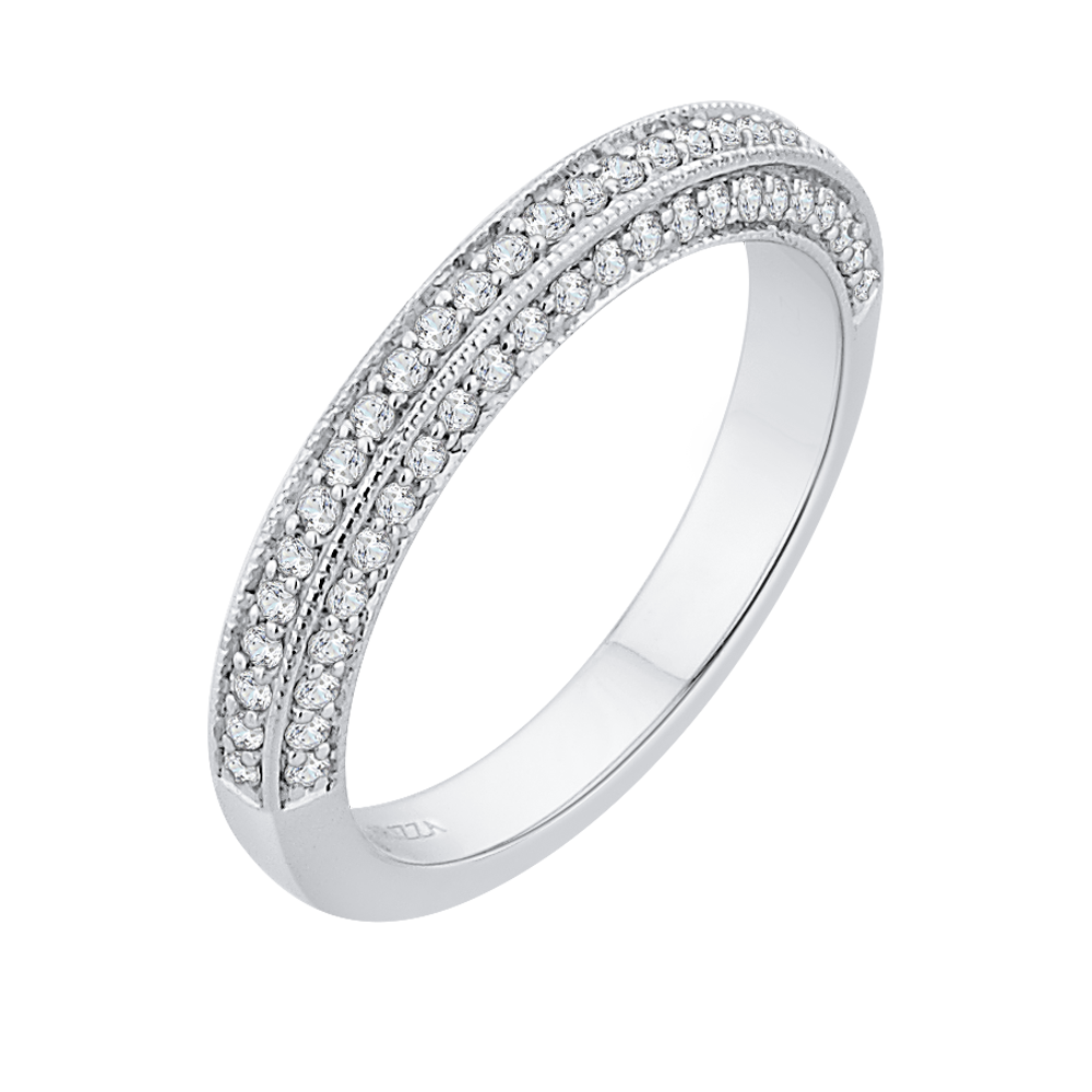 14K White Gold Round Diamond Half Eternity Wedding Band