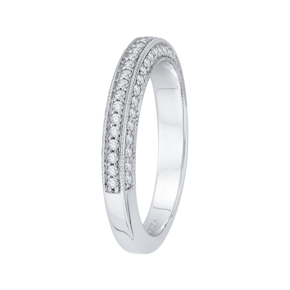 14K White Gold Round Diamond Half Eternity Wedding Band