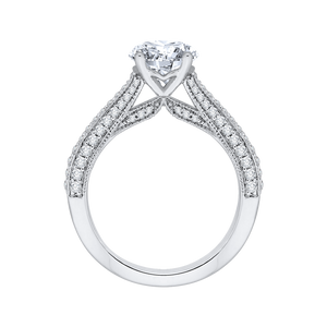 14K White Gold Round Diamond Cathedral Style Engagement Ring (Semi Mount)