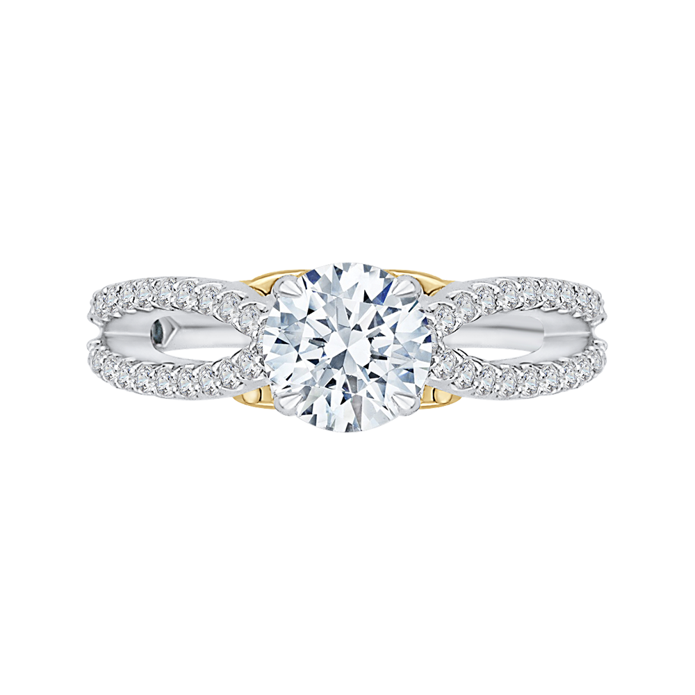 CA0169EH-37WY Bridal Jewelry Carizza White Gold Rose Gold Yellow Gold Round Diamond Engagement Rings