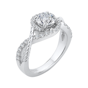 14K White Gold Round Diamond Engagement Ring (Semi Mount)