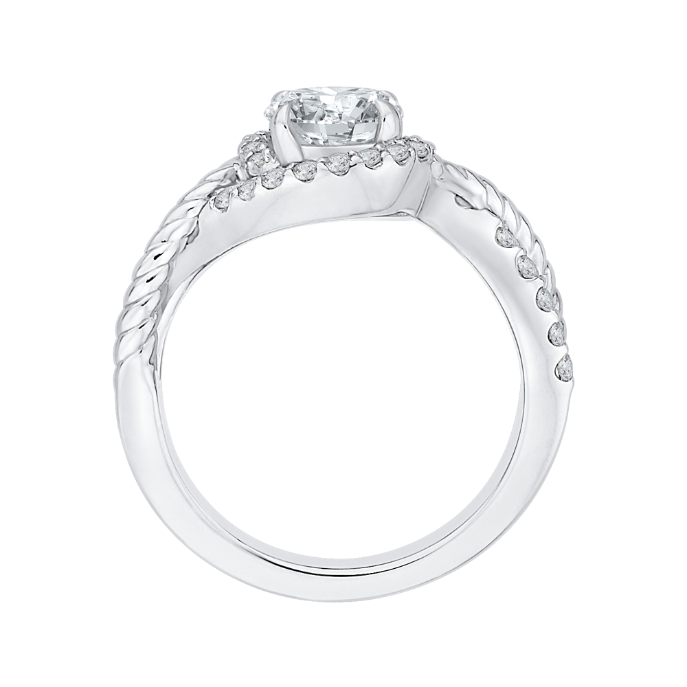 14K White Gold Round Diamond Engagement Ring (Semi Mount)