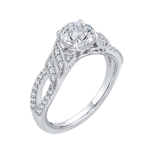 Round Diamond Engagement Ring In 14K White Gold (Semi Mount)