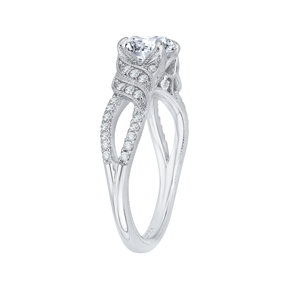 Round Diamond Engagement Ring In 14K White Gold (Semi Mount)