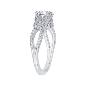 Round Diamond Engagement Ring In 14K White Gold (Semi Mount)