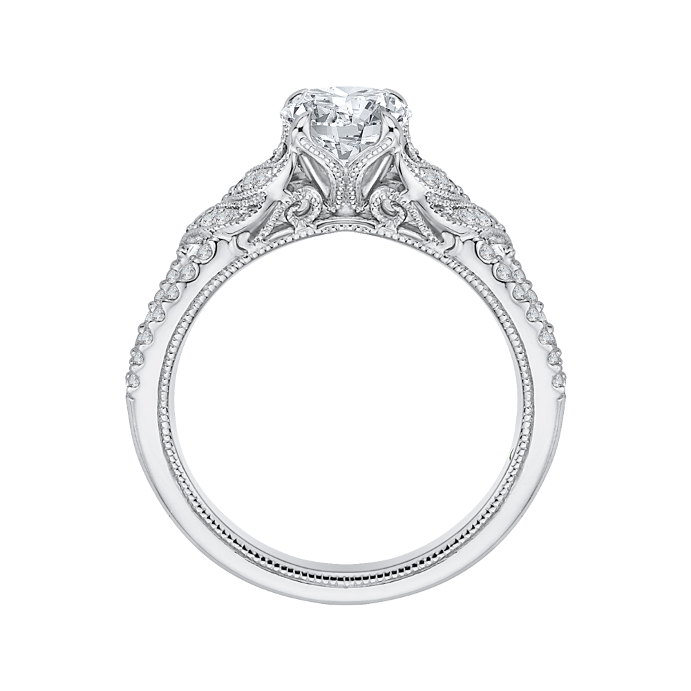 Round Diamond Engagement Ring In 14K White Gold (Semi Mount)