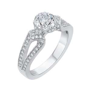 14K White Gold Round Diamond Engagement Ring with Split Shank (Semi Mount)