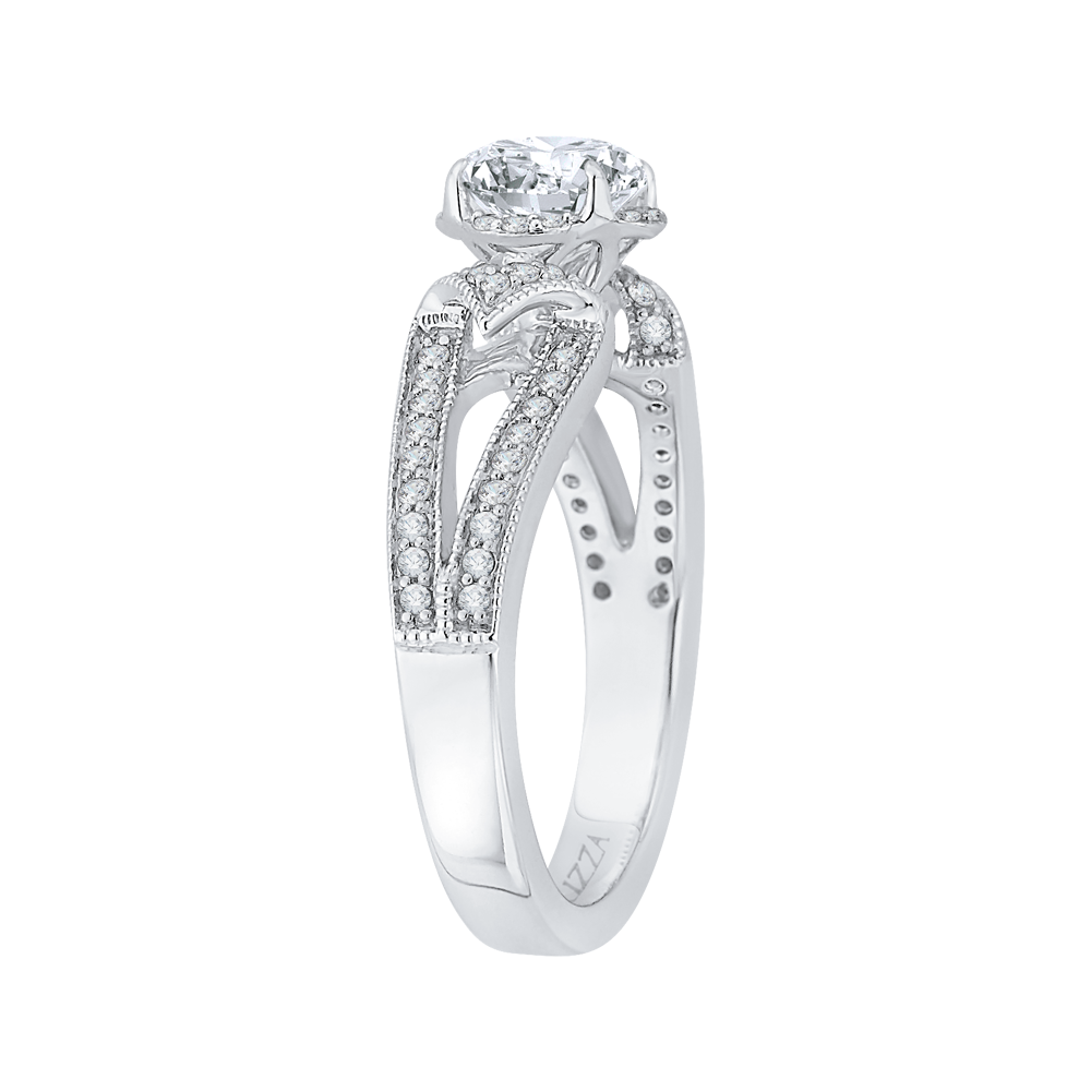 14K White Gold Round Diamond Engagement Ring with Split Shank (Semi Mount)