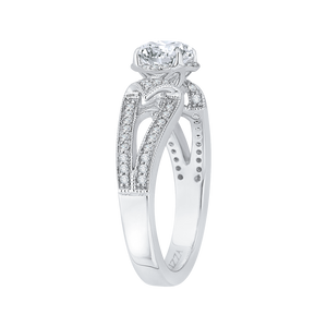 14K White Gold Round Diamond Engagement Ring with Split Shank (Semi Mount)