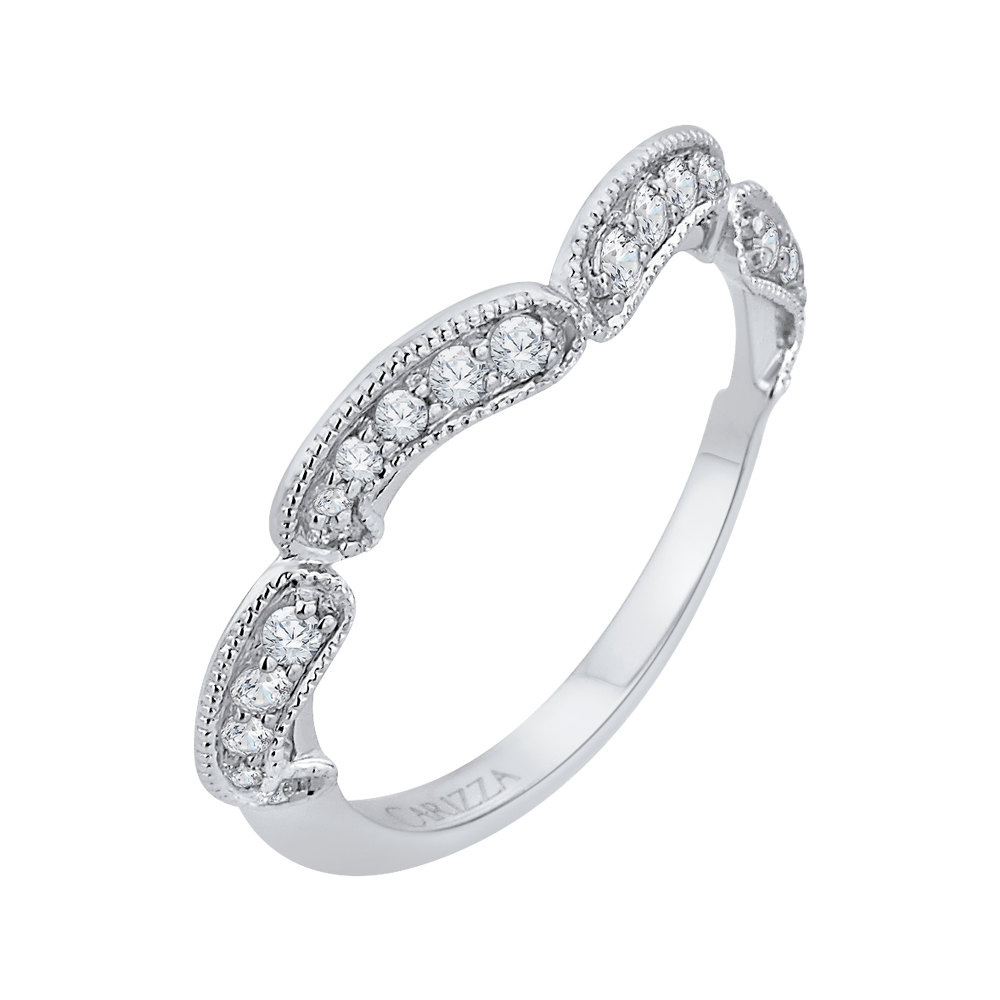 14K White Gold Round Diamond Half Eternity Wedding Band