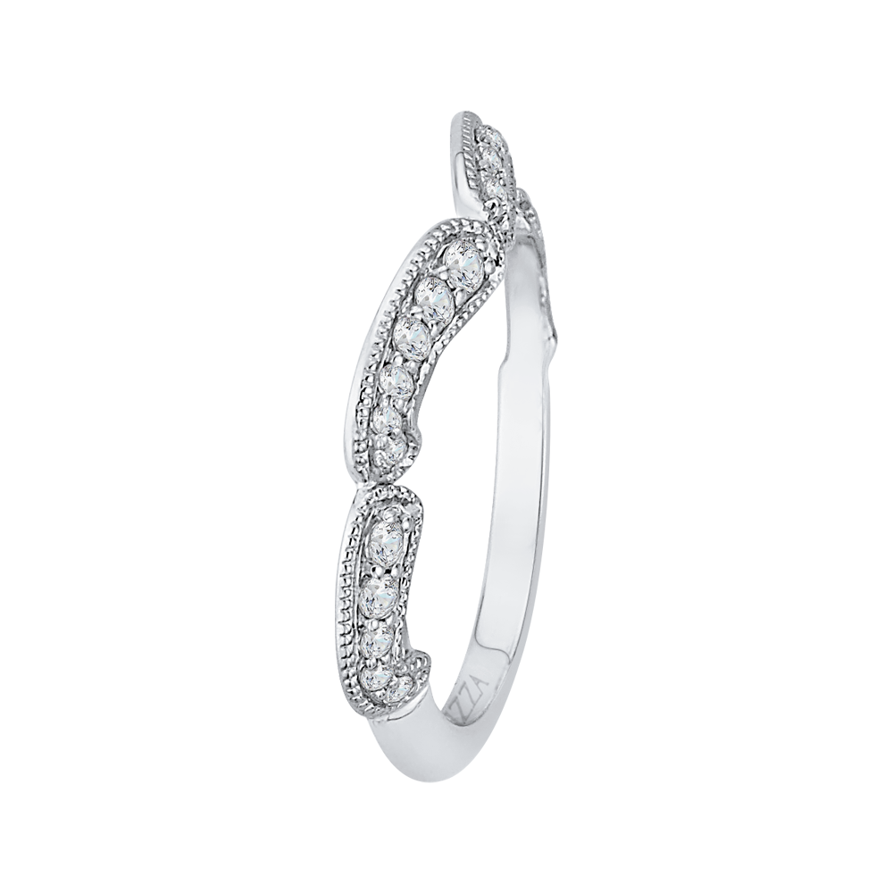 14K White Gold Round Diamond Half Eternity Wedding Band