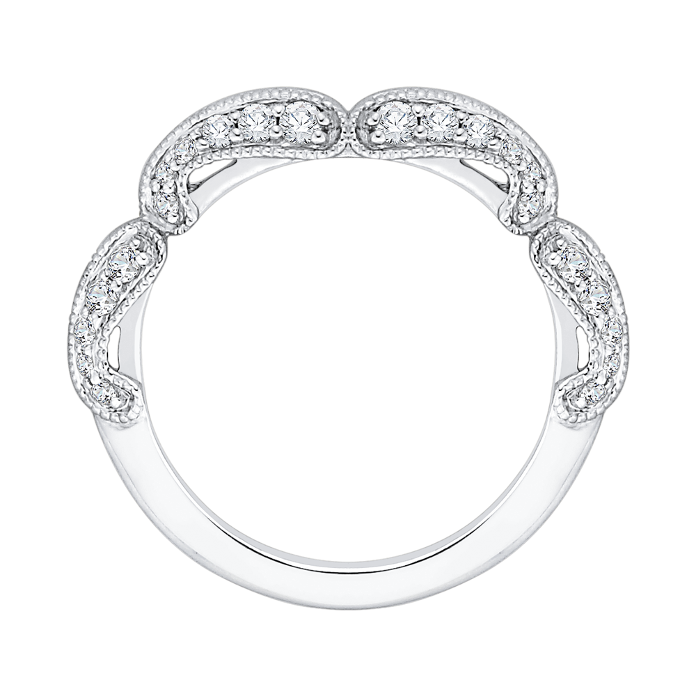 14K White Gold Round Diamond Half Eternity Wedding Band