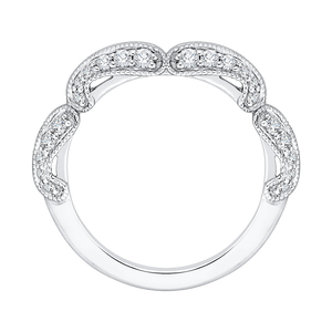 14K White Gold Round Diamond Half Eternity Wedding Band