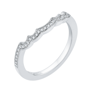 Round Diamond Half Eternity Wedding Band In 14K White Gold