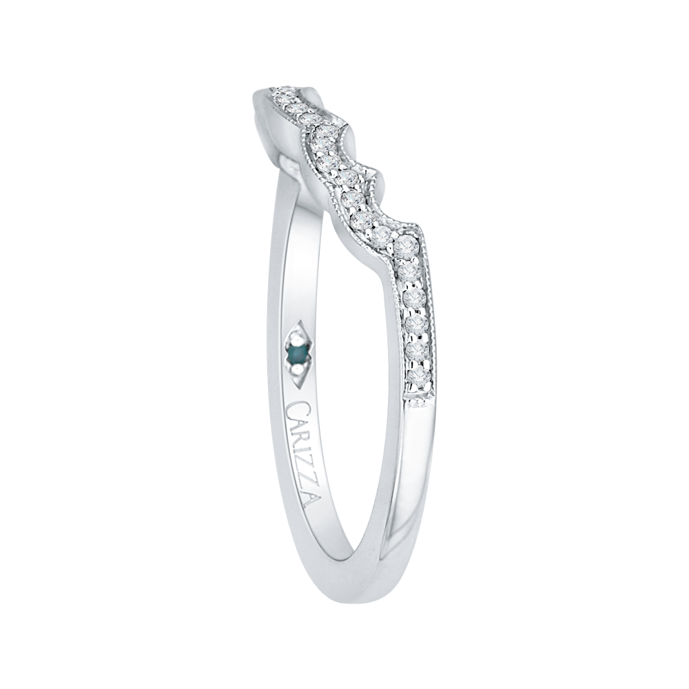 Round Diamond Half Eternity Wedding Band In 14K White Gold