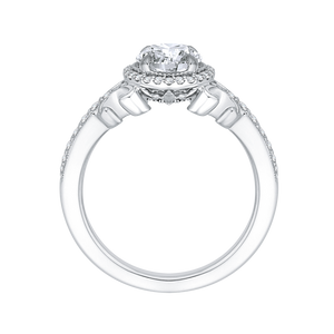 14K White Gold Round Diamond Halo Engagement Ring (Semi Mount)