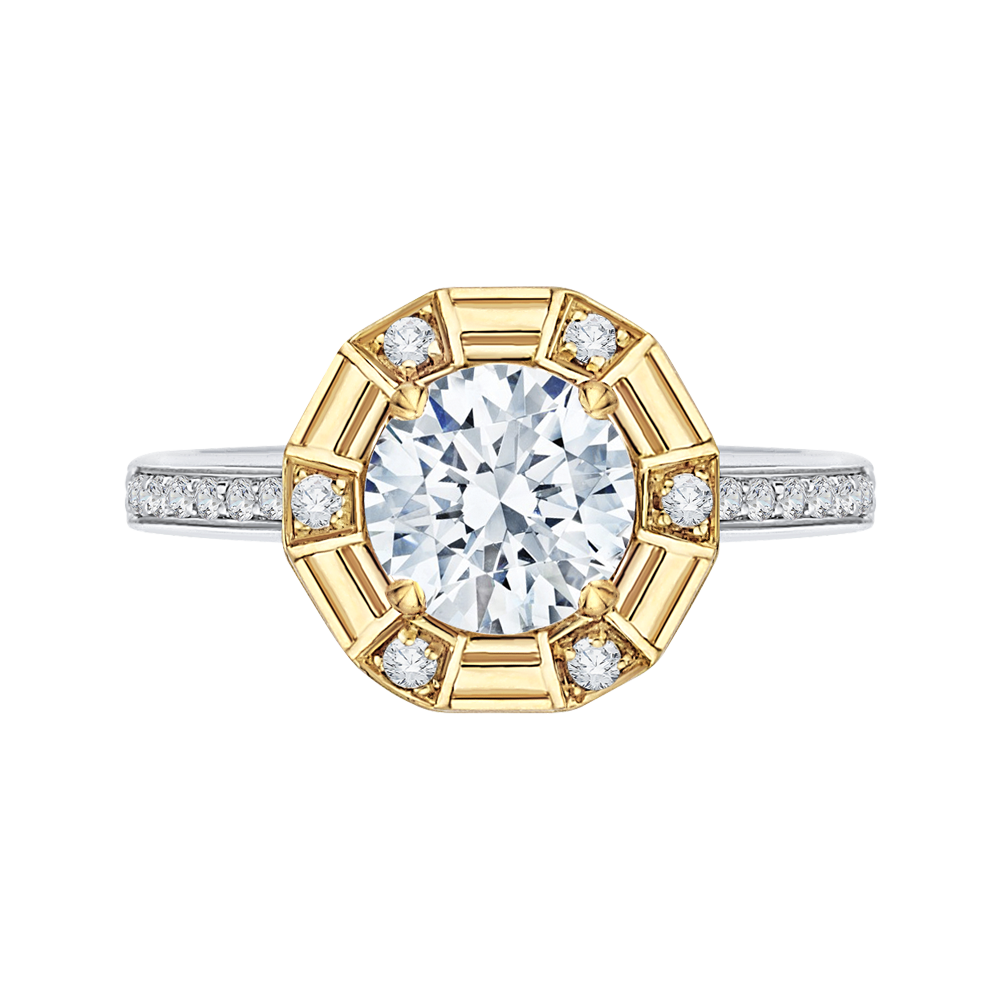 CA0182EH-37WY-1.50 Bridal Jewelry Carizza White Gold Rose Gold Yellow Gold Round Diamond Engagement Rings