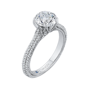 Round Diamond Cathedral Style Engagement Ring In 14K White Gold (Semi Mount)