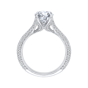 Round Diamond Cathedral Style Engagement Ring In 14K White Gold (Semi Mount)