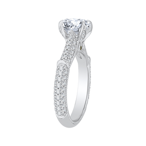 14K White Gold Round Diamond Cathedral Style Engagement Ring (Semi Mount)