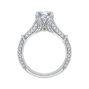 14K White Gold Round Diamond Cathedral Style Engagement Ring (Semi Mount)